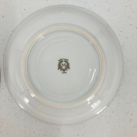 Vintage Noritake 6 Set Green Cream Gold Trim Floral Pattern Dessert Fruit Bowls - Picture 4 of 7